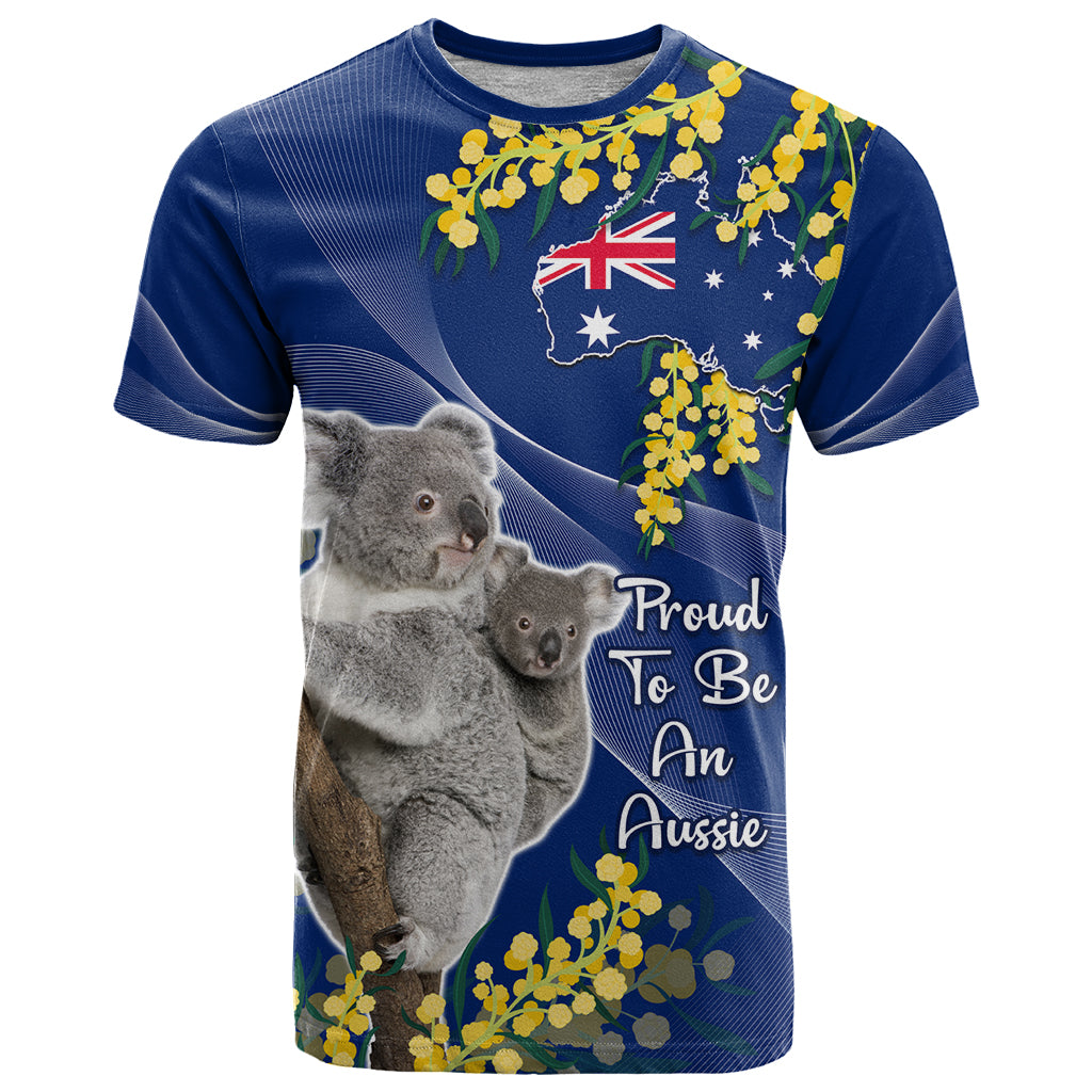 Australia Day T Shirt Proud To Be An Aussie Koala With Map Golden Wattle - Vibe Hoodie Shop