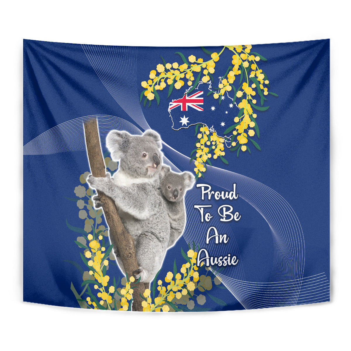 Australia Day Tapestry Proud To Be An Aussie Koala With Map Golden Wattle - Vibe Hoodie Shop