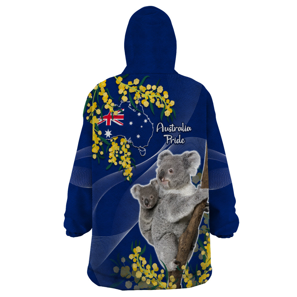 Australia Day Wearable Blanket Hoodie Proud To Be An Aussie Koala With Map Golden Wattle - Vibe Hoodie Shop