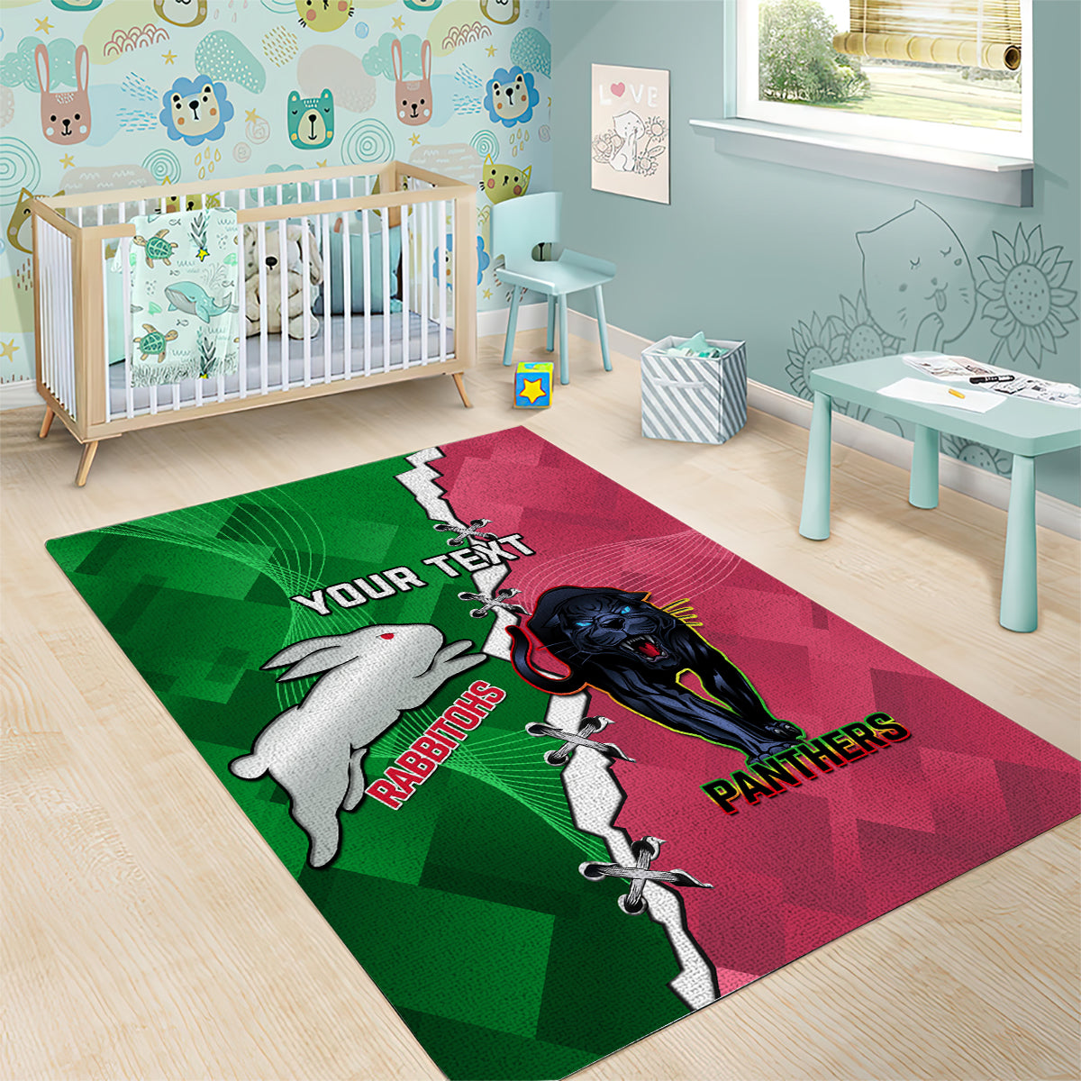 Personalised Panthers And Rabbitohs Rugby Area Rug 2024 Souths The Riff Together - Vibe Hoodie Shop