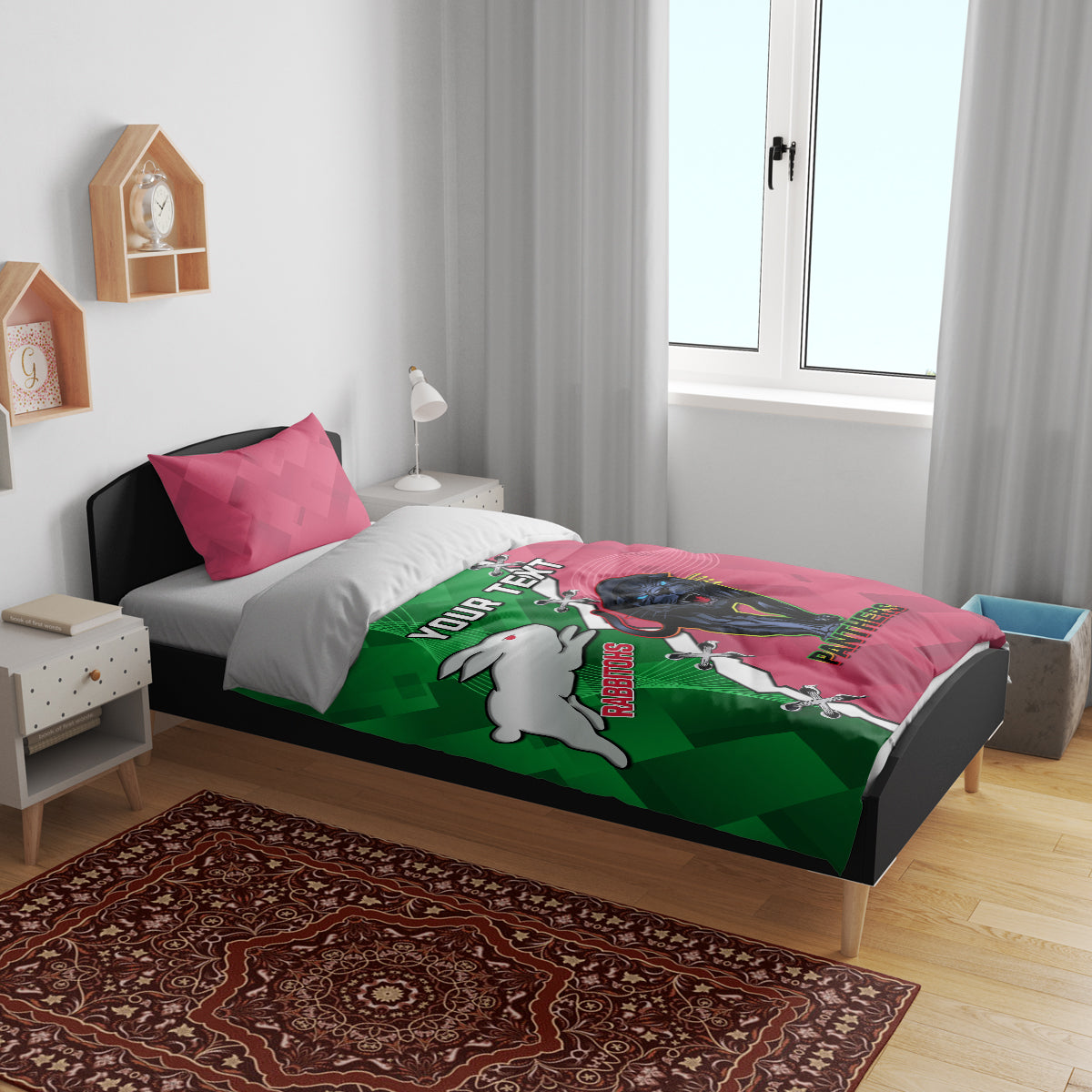 Personalised Panthers And Rabbitohs Rugby Bedding Set 2024 Souths The Riff Together - Vibe Hoodie Shop