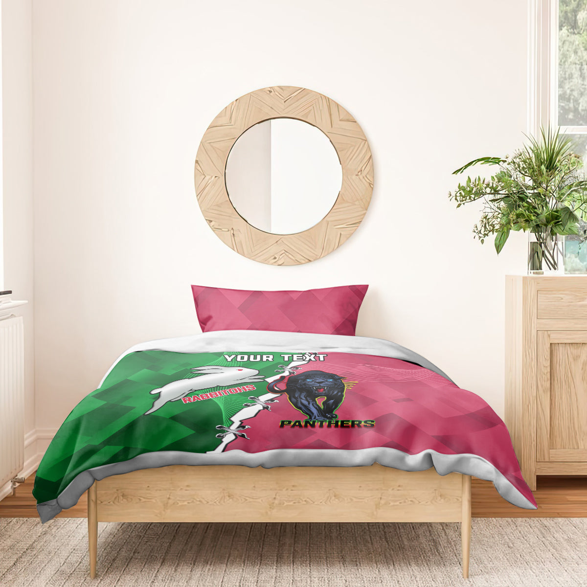 Personalised Panthers And Rabbitohs Rugby Bedding Set 2024 Souths The Riff Together - Vibe Hoodie Shop