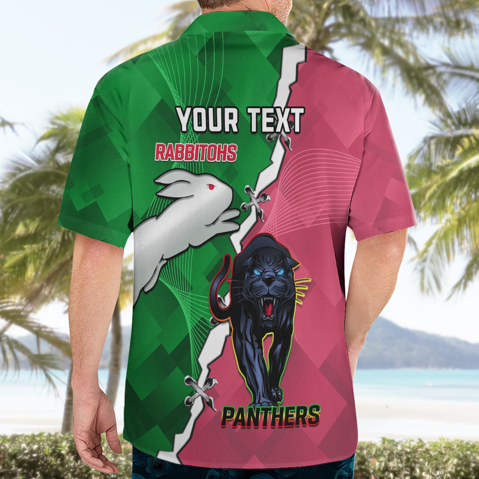 Personalised Panthers And Rabbitohs Rugby Hawaiian Shirt 2024 Souths The Riff Together - Vibe Hoodie Shop