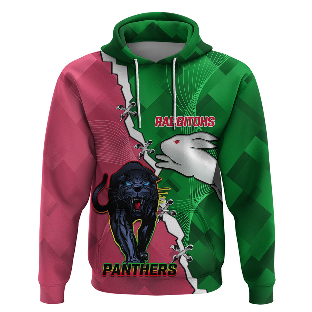 Personalised Panthers And Rabbitohs Rugby Hoodie 2024 Souths The Riff Together - Vibe Hoodie Shop