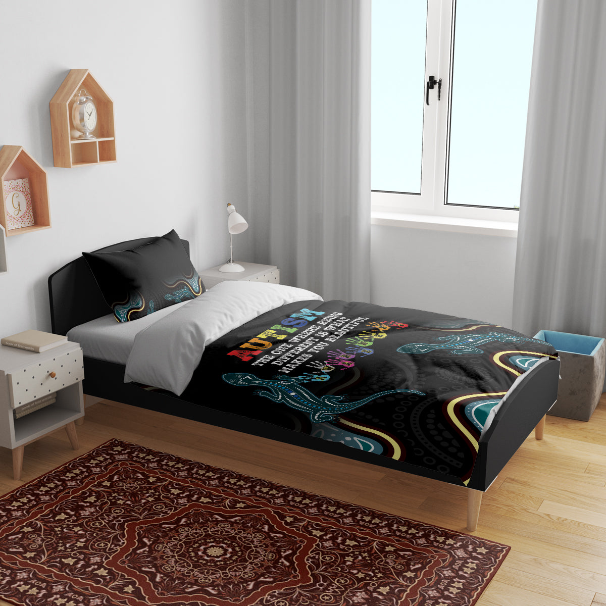 Australia Autism Awareness 4 April Aboriginal Lizard Bedding Set - Vibe Hoodie Shop