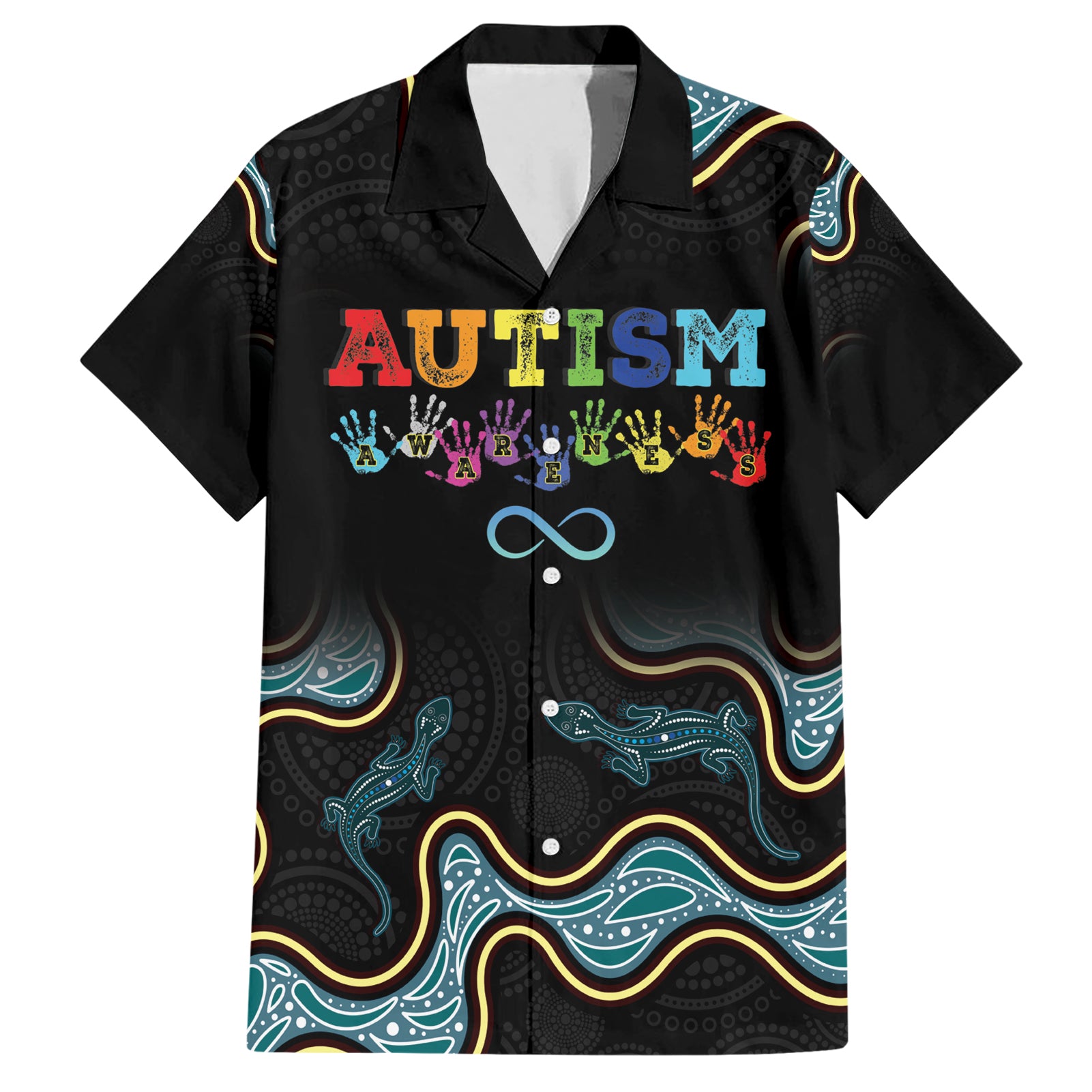 Australia Autism Awareness 4 April Aboriginal Lizard Hawaiian Shirt - Vibe Hoodie Shop