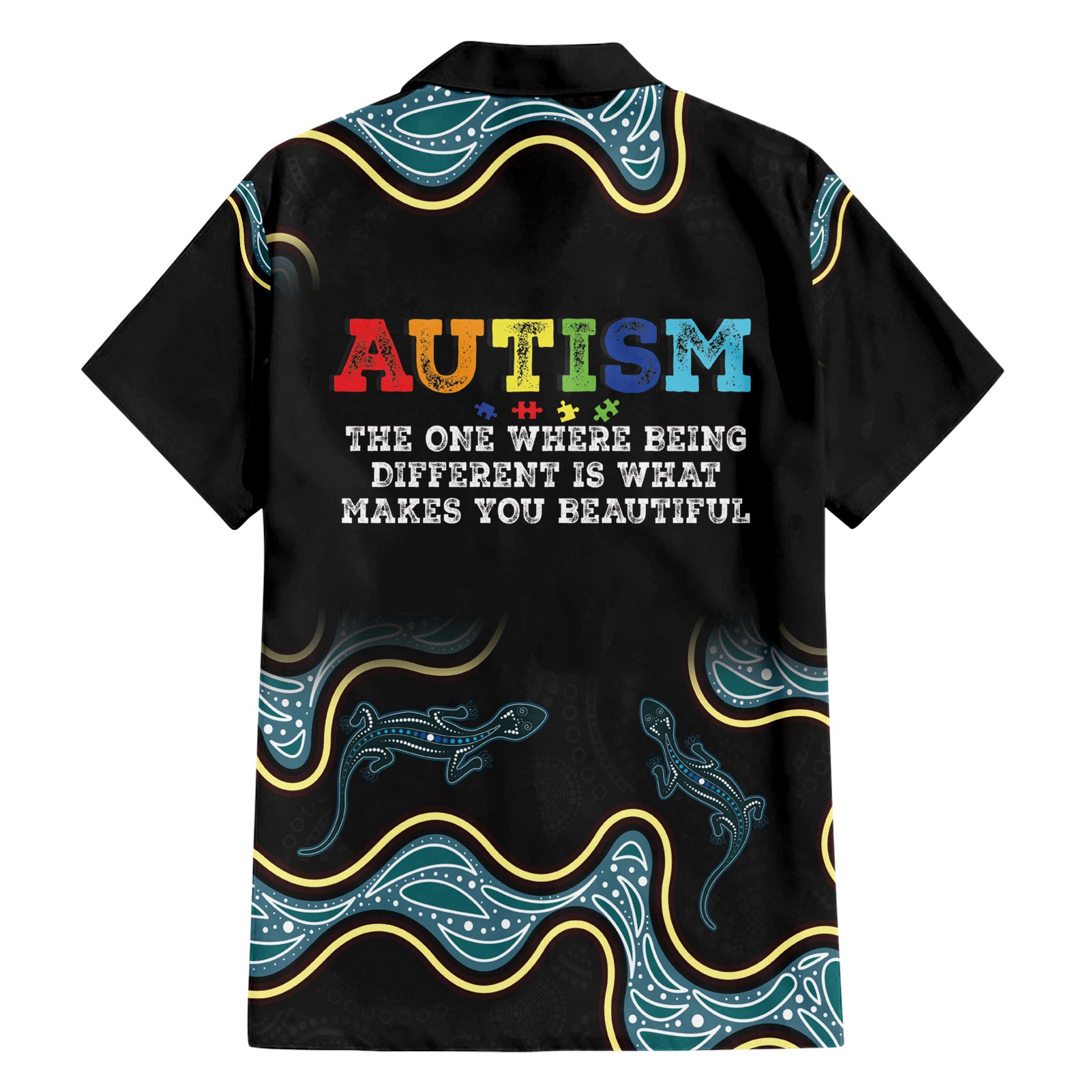 Australia Autism Awareness 4 April Aboriginal Lizard Hawaiian Shirt - Vibe Hoodie Shop