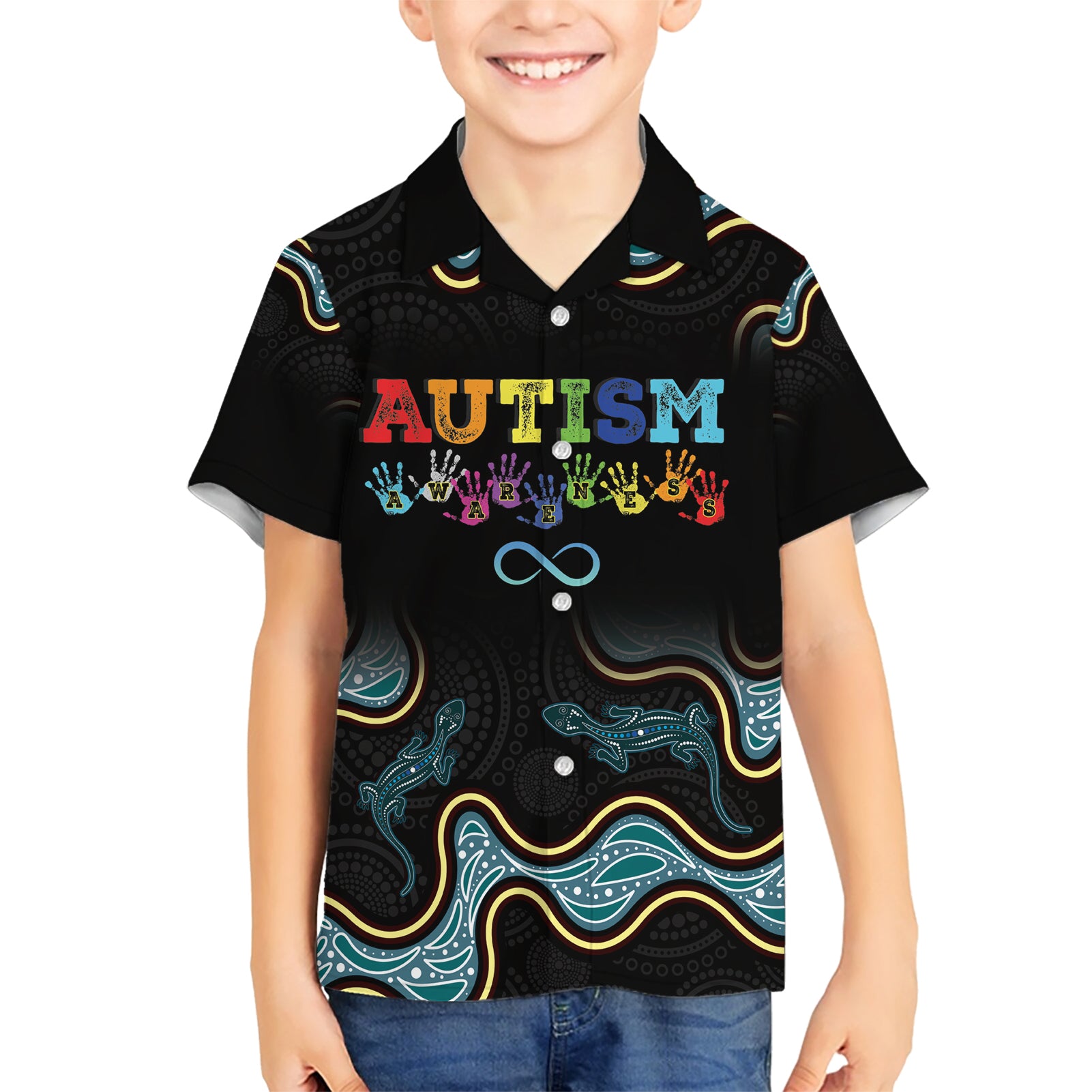 Australia Autism Awareness 4 April Aboriginal Lizard Hawaiian Shirt - Vibe Hoodie Shop