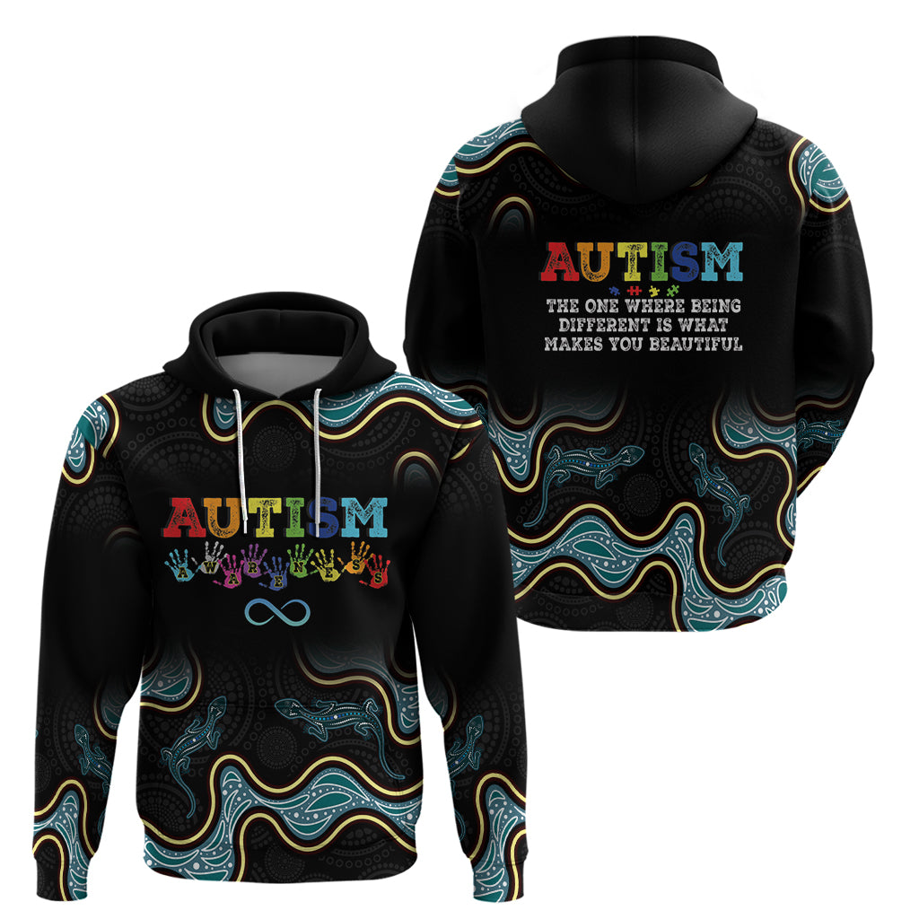 Australia Autism Awareness 4 April Aboriginal Lizard Hoodie - Vibe Hoodie Shop