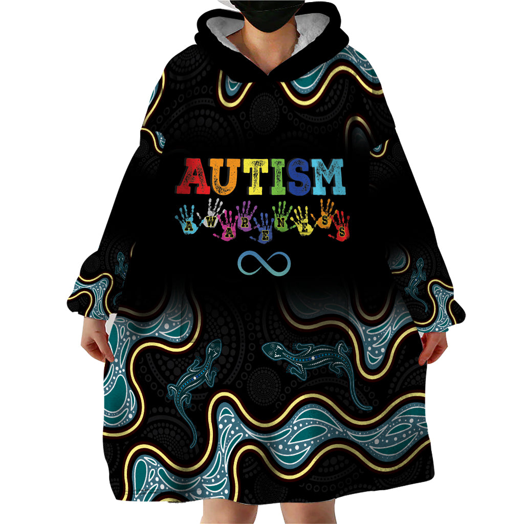 Australia Autism Awareness 4 April Aboriginal Lizard Wearable Blanket Hoodie - Vibe Hoodie Shop