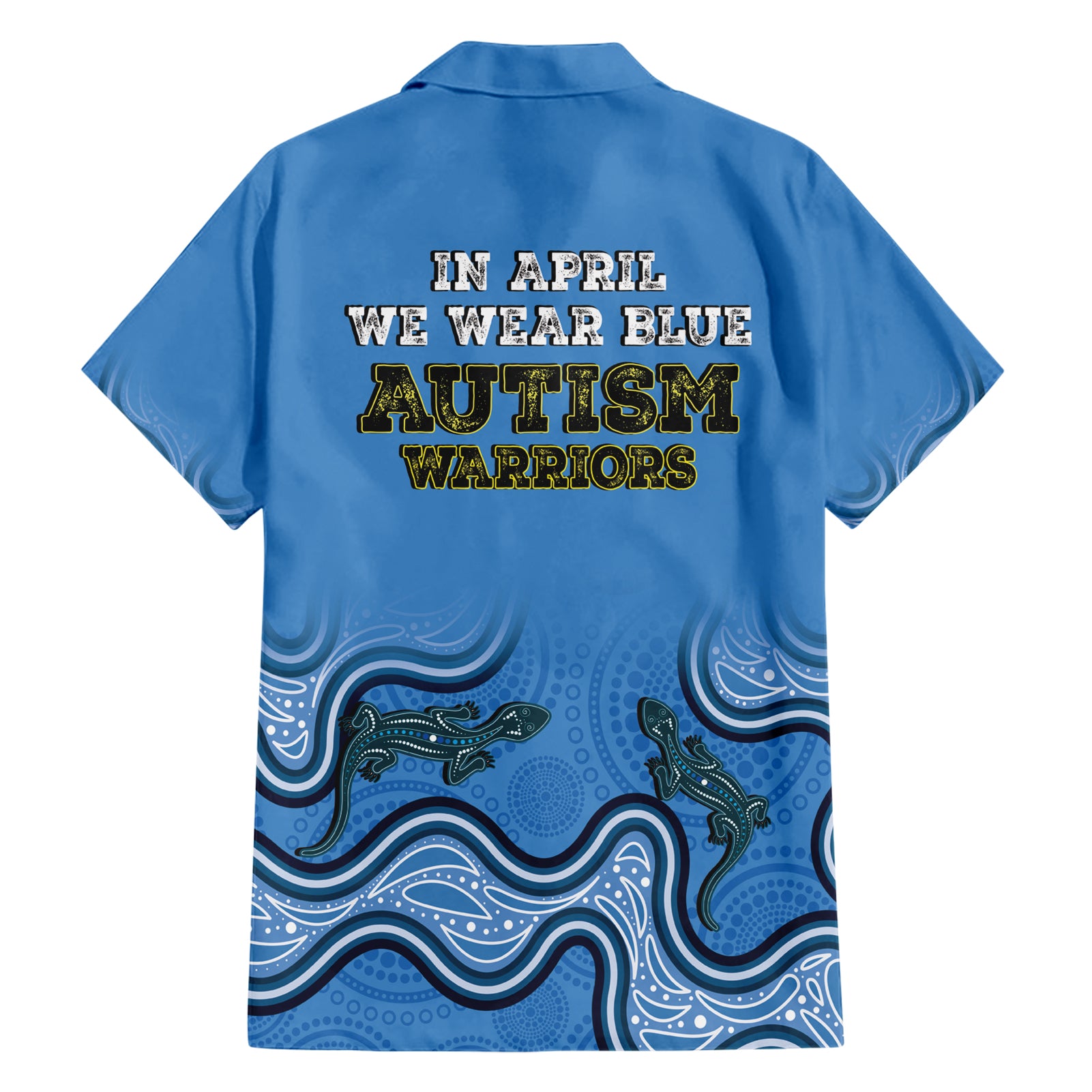 Australia Autism Awareness Hawaiian Shirt In April We Wear Blue Aboriginal Lizard - Vibe Hoodie Shop