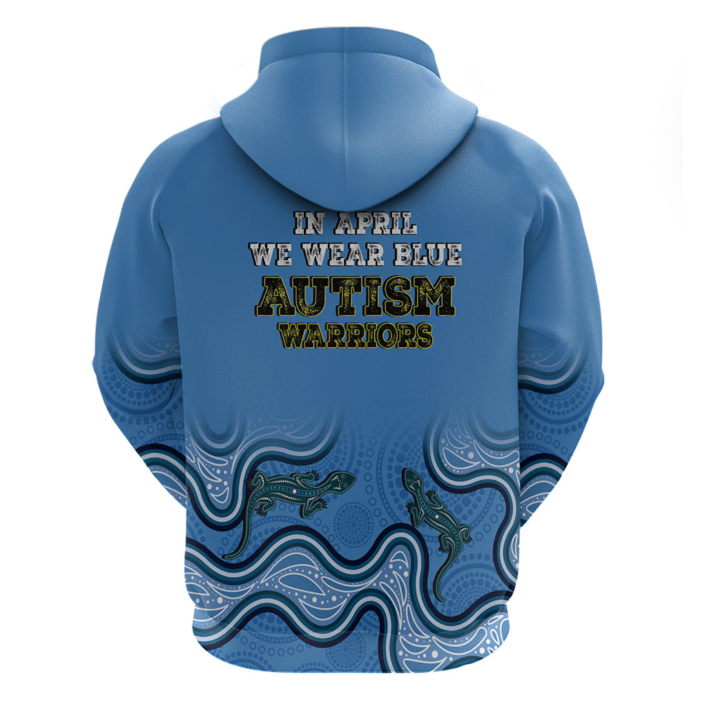 Australia Autism Awareness Hoodie In April We Wear Blue Aboriginal Lizard - Vibe Hoodie Shop
