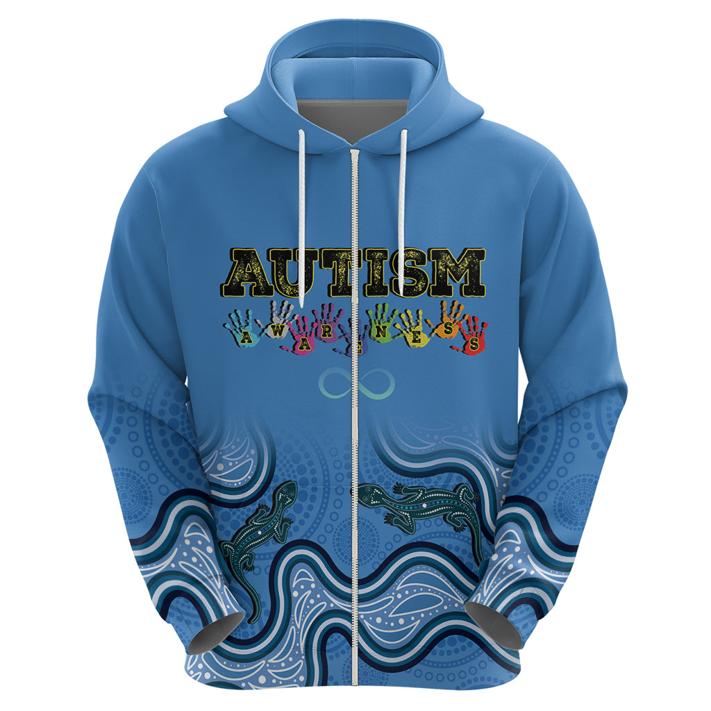 Australia Autism Awareness Hoodie In April We Wear Blue Aboriginal Lizard - Vibe Hoodie Shop