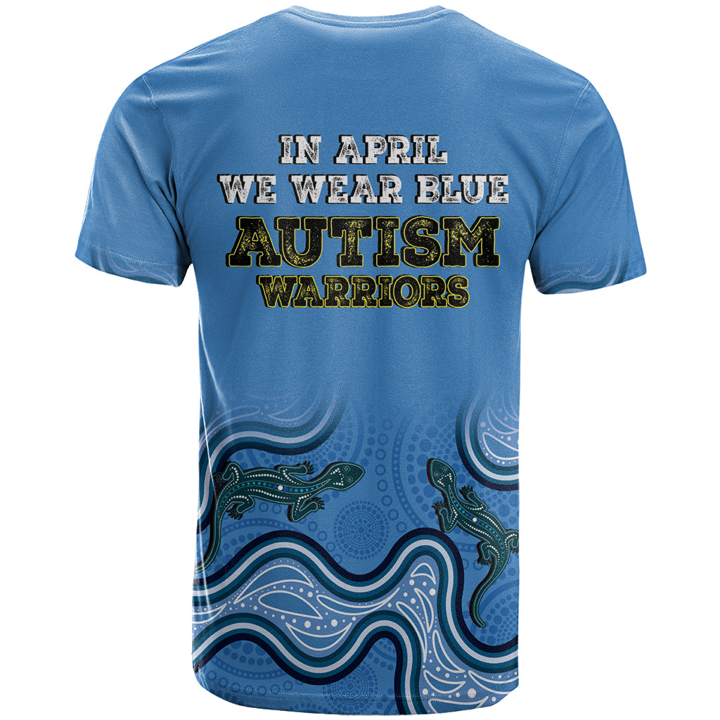 Australia Autism Awareness T Shirt In April We Wear Blue Aboriginal Lizard - Vibe Hoodie Shop