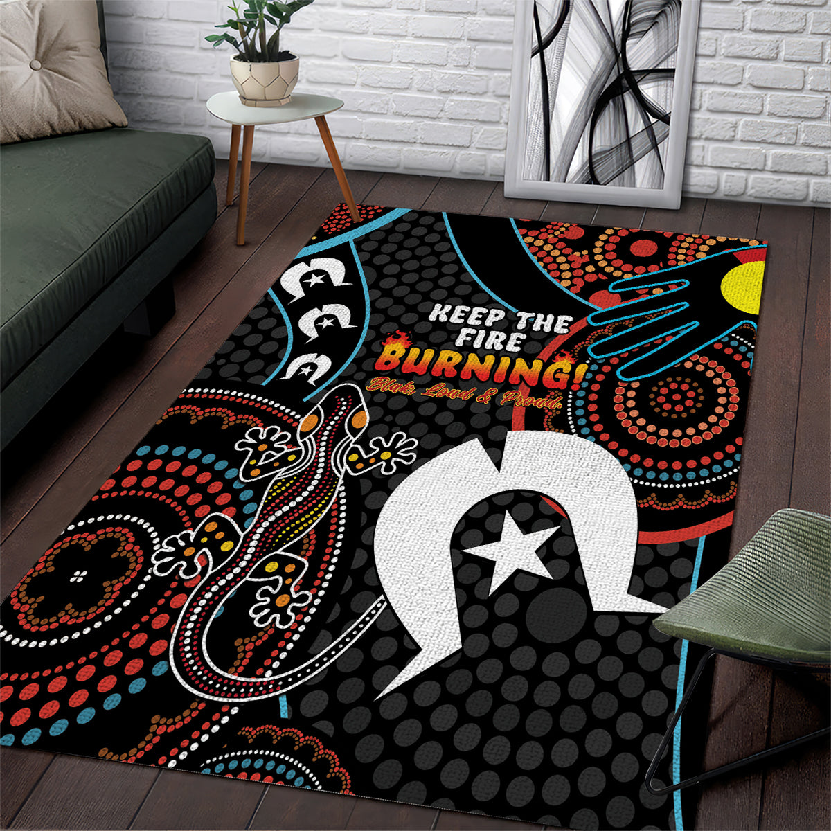 NAIDOC Week 2024 Area Rug Keep The Fire Burning Indigenous Art - Vibe Hoodie Shop