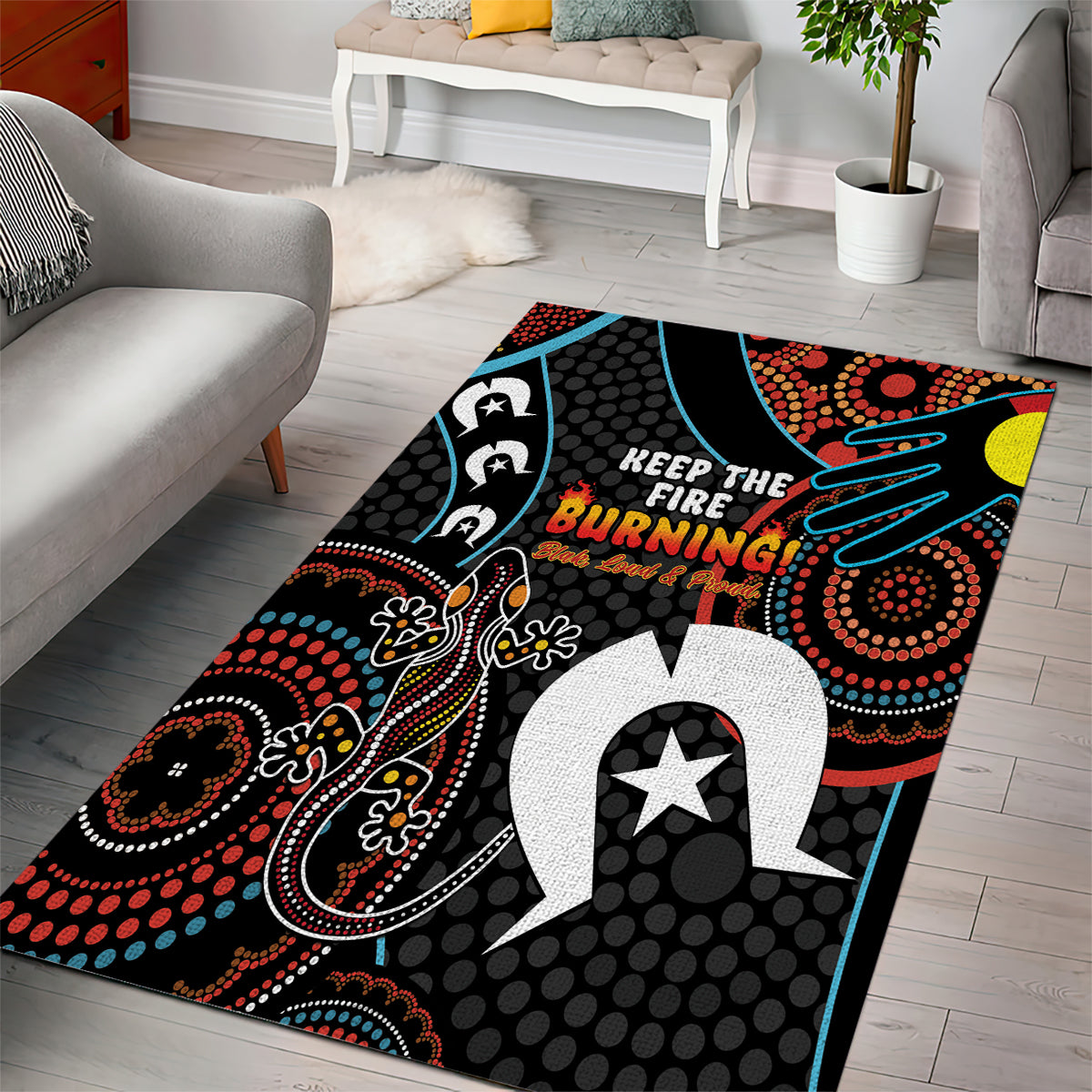 NAIDOC Week 2024 Area Rug Keep The Fire Burning Indigenous Art - Vibe Hoodie Shop