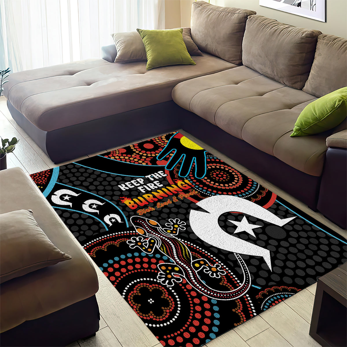 NAIDOC Week 2024 Area Rug Keep The Fire Burning Indigenous Art - Vibe Hoodie Shop