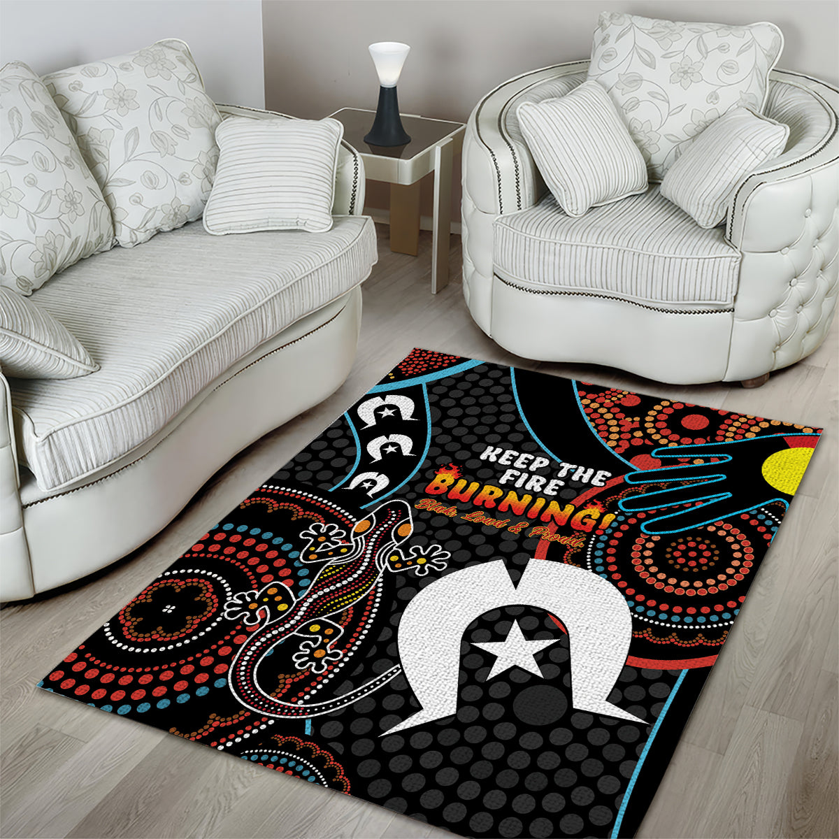 NAIDOC Week 2024 Area Rug Keep The Fire Burning Indigenous Art - Vibe Hoodie Shop