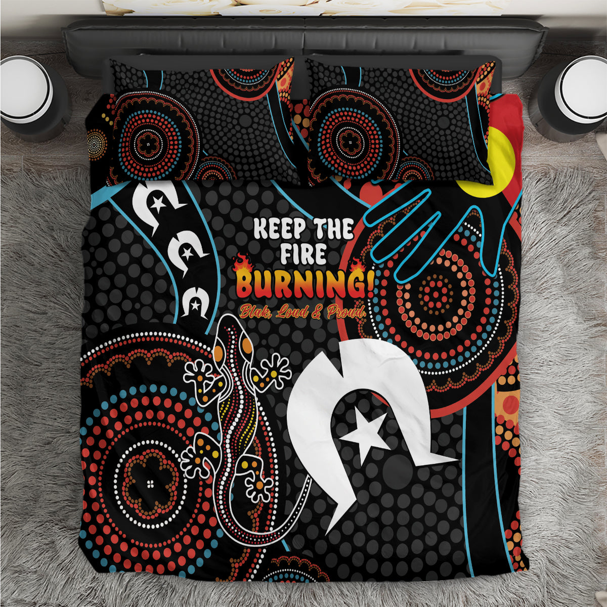 NAIDOC Week 2024 Bedding Set Keep The Fire Burning Indigenous Art - Vibe Hoodie Shop