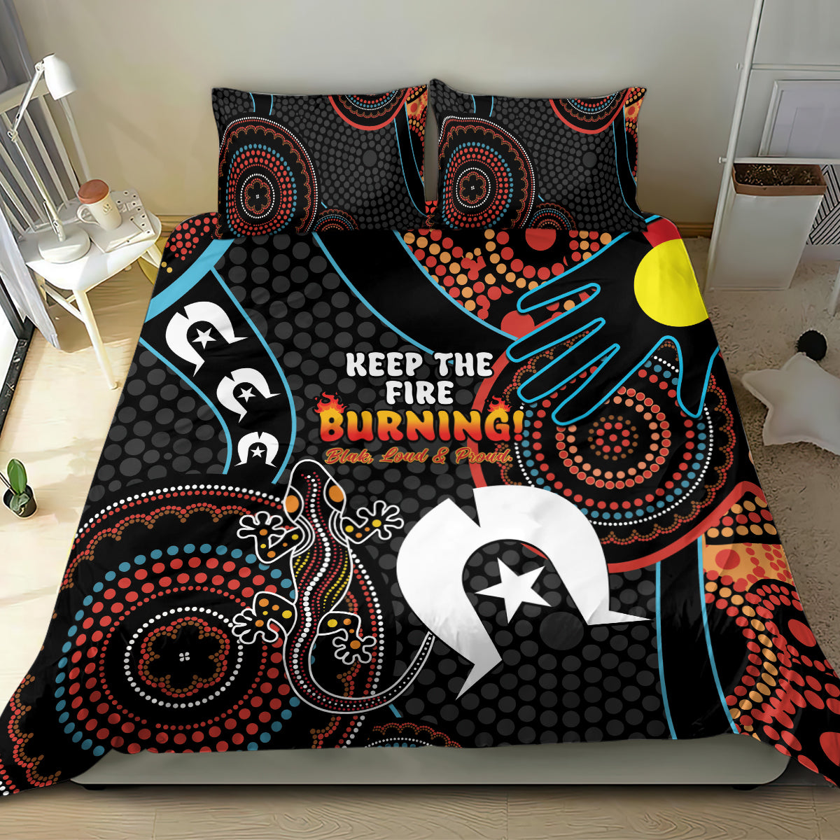 NAIDOC Week 2024 Bedding Set Keep The Fire Burning Indigenous Art - Vibe Hoodie Shop