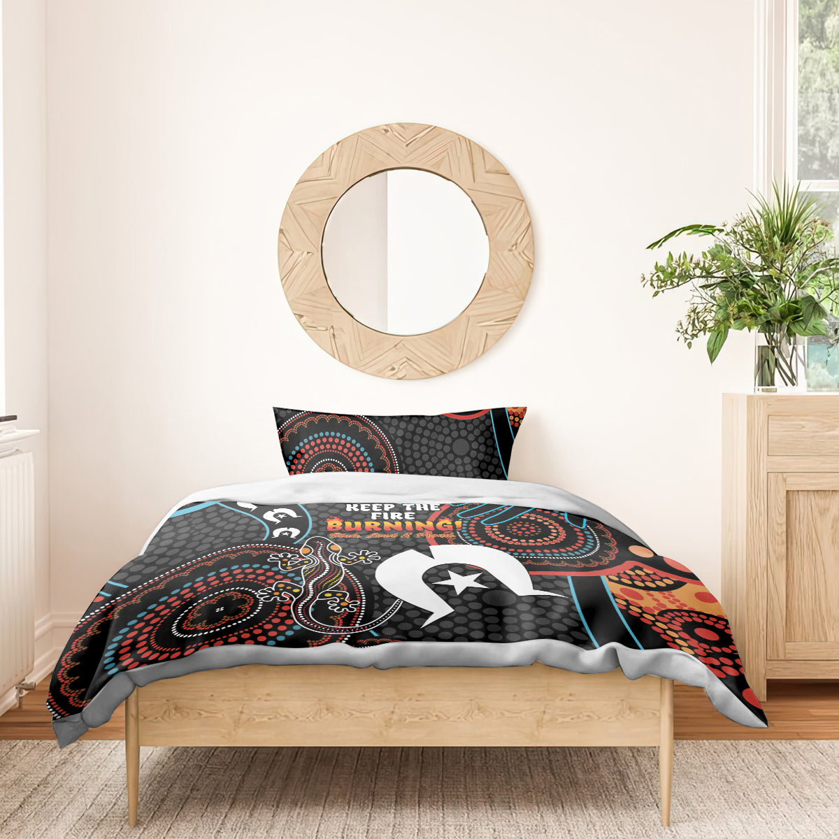 NAIDOC Week 2024 Bedding Set Keep The Fire Burning Indigenous Art - Vibe Hoodie Shop