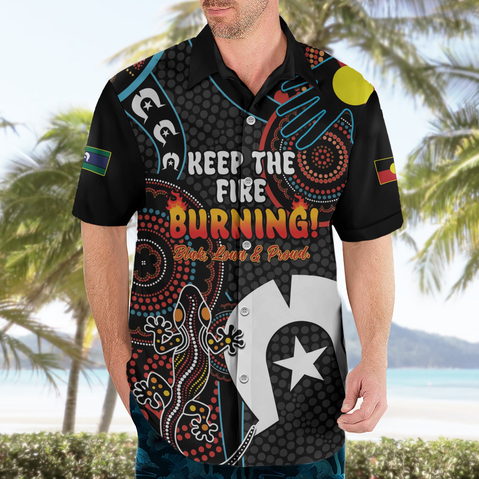 NAIDOC Week 2024 Hawaiian Shirt Keep The Fire Burning Indigenous Art - Vibe Hoodie Shop