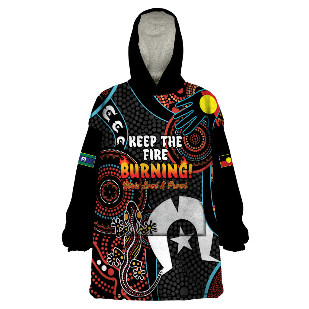 NAIDOC Week 2024 Wearable Blanket Hoodie Keep The Fire Burning Indigenous Art - Vibe Hoodie Shop