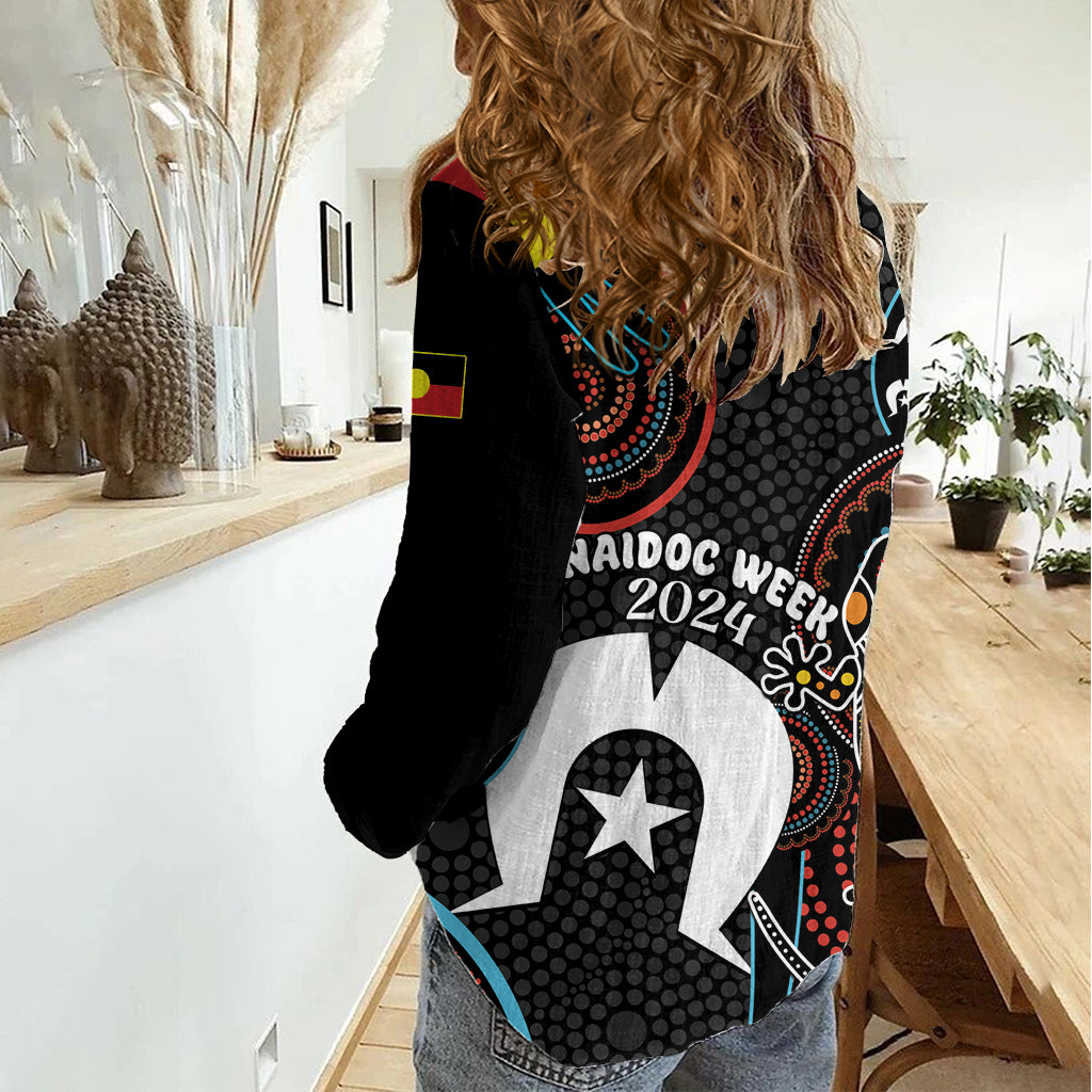 NAIDOC Week 2024 Women Casual Shirt Keep The Fire Burning Indigenous Art - Vibe Hoodie Shop