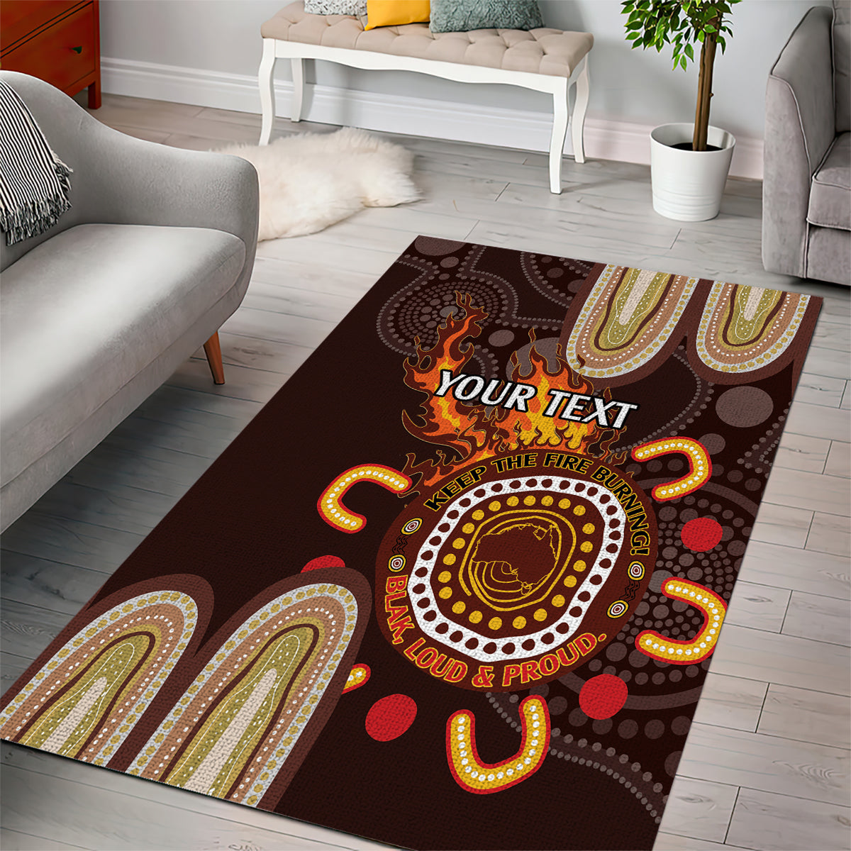 Personalised NAIDOC Week 2024 Area Rug Aussie Map With Aboriginal - Vibe Hoodie Shop