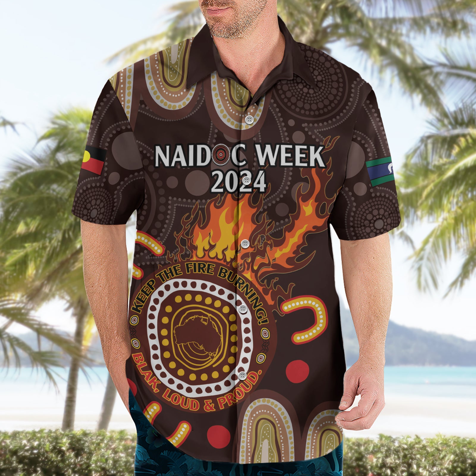 Personalised NAIDOC Week 2024 Hawaiian Shirt Aussie Map With Aboriginal - Vibe Hoodie Shop