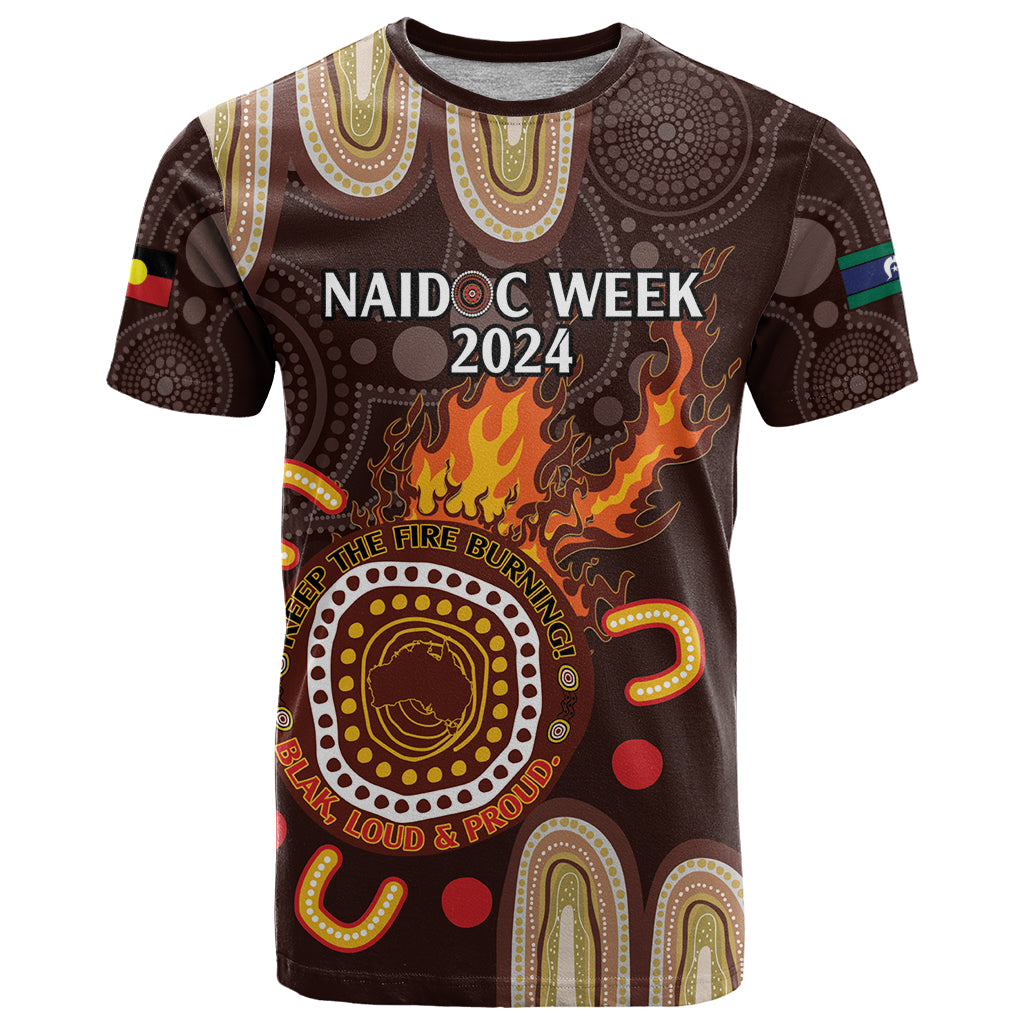 Personalised NAIDOC Week 2024 T Shirt Aussie Map With Aboriginal - Vibe Hoodie Shop