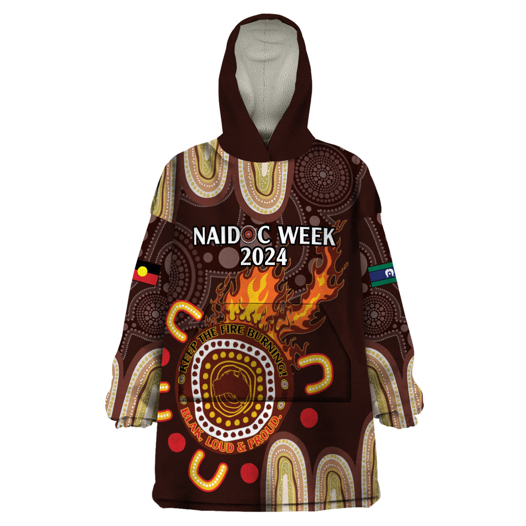 Personalised NAIDOC Week 2024 Wearable Blanket Hoodie Aussie Map With Aboriginal - Vibe Hoodie Shop