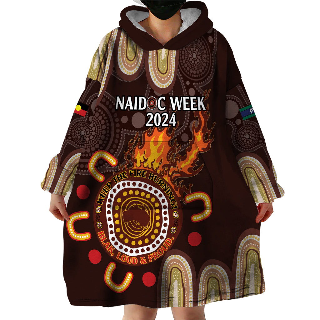 Personalised NAIDOC Week 2024 Wearable Blanket Hoodie Aussie Map With Aboriginal - Vibe Hoodie Shop