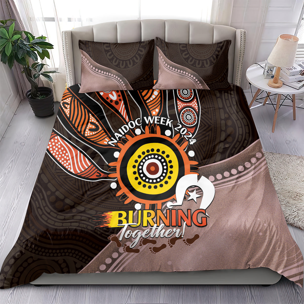 Fire Burning Together NAIDOC 2024 Bedding Set Indigenous Art - Vibe Hoodie Shop
