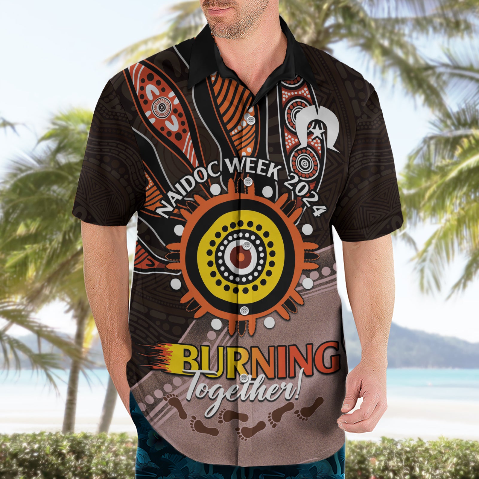 Fire Burning Together NAIDOC 2024 Hawaiian Shirt Indigenous Art - Vibe Hoodie Shop