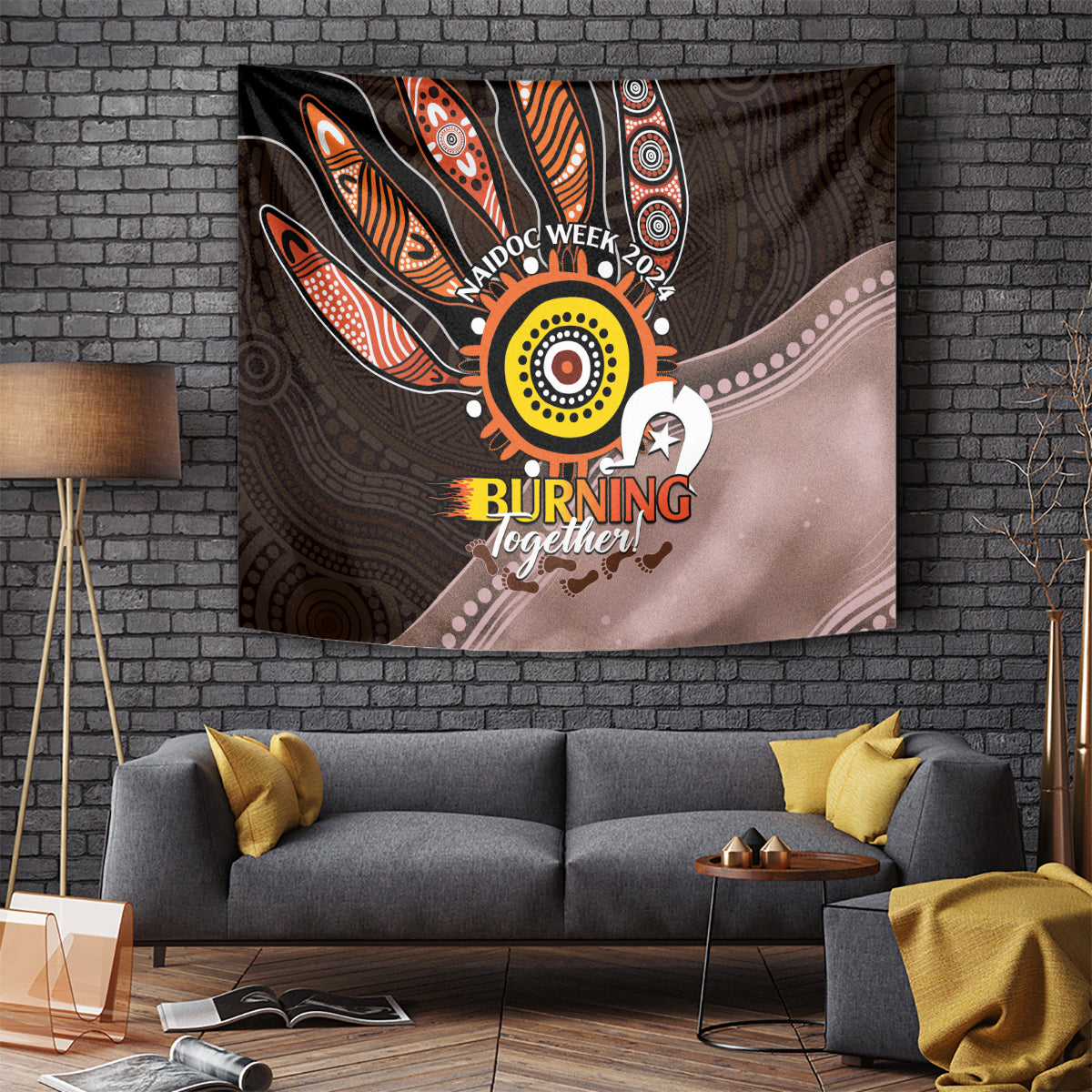 Fire Burning Together NAIDOC 2024 Tapestry Indigenous Art - Vibe Hoodie Shop