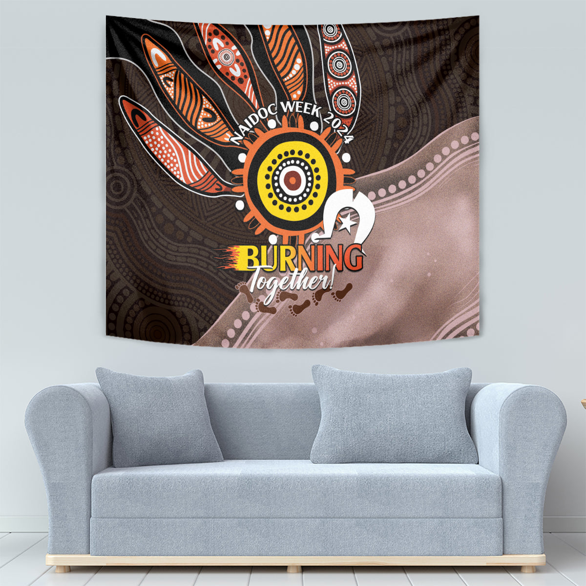 Fire Burning Together NAIDOC 2024 Tapestry Indigenous Art - Vibe Hoodie Shop