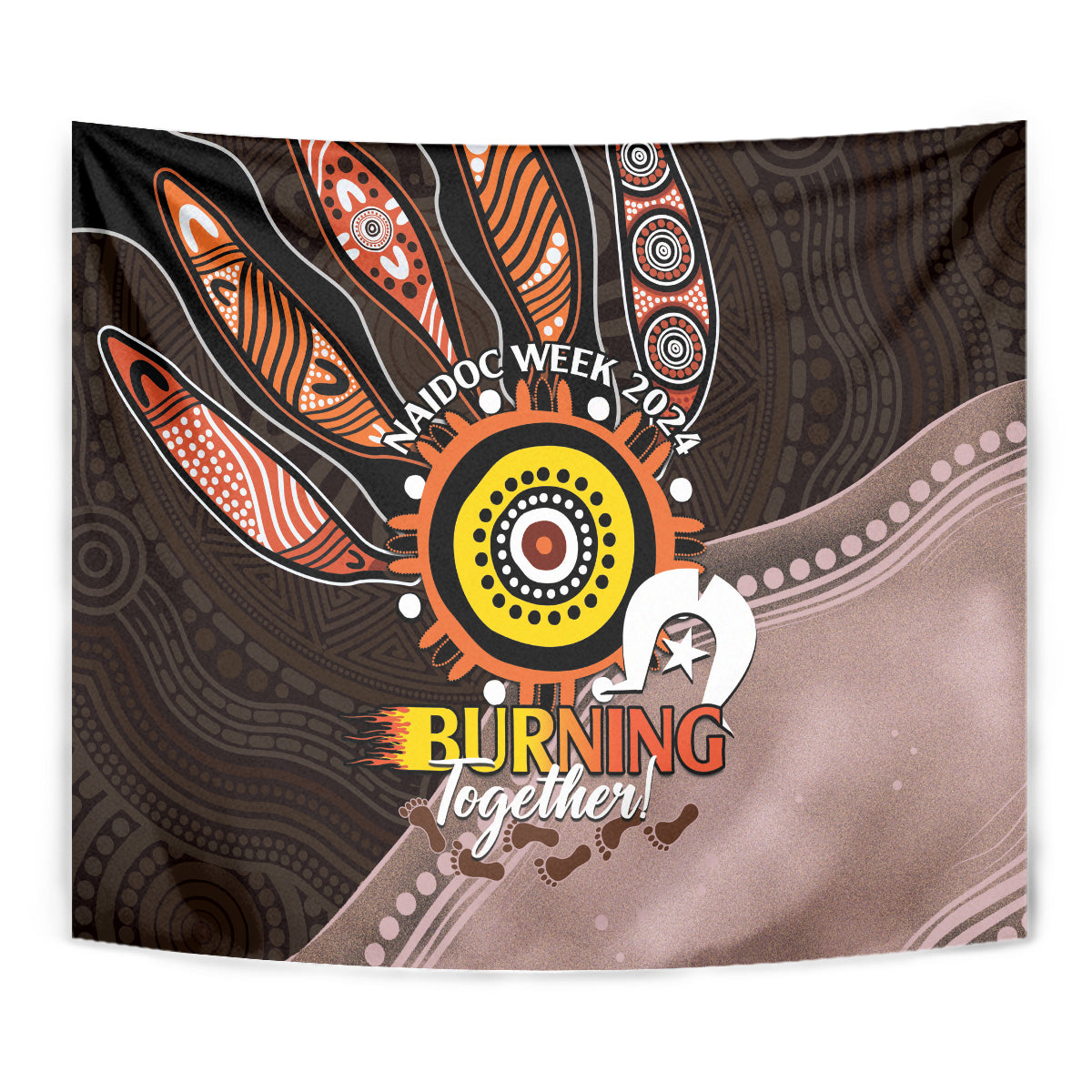 Fire Burning Together NAIDOC 2024 Tapestry Indigenous Art - Vibe Hoodie Shop