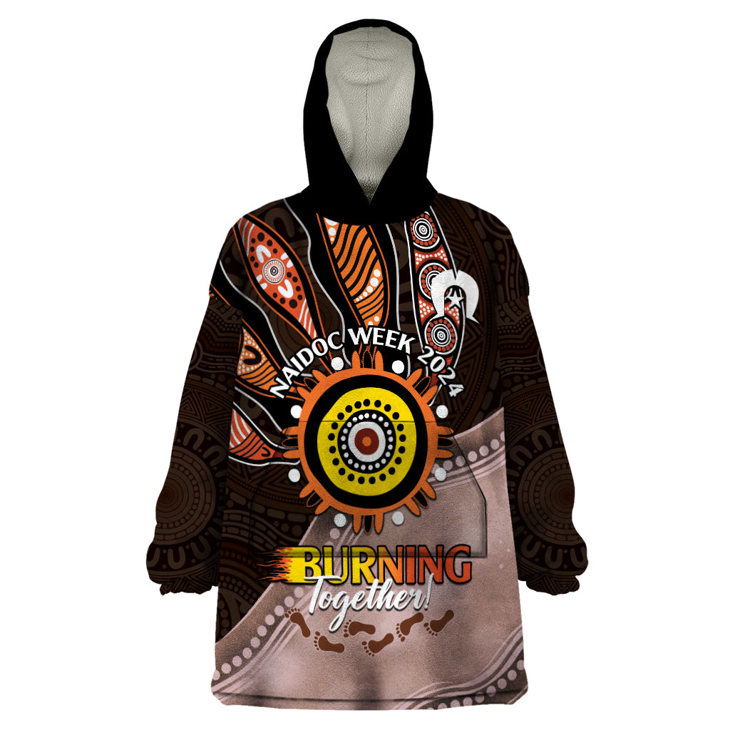 Fire Burning Together NAIDOC 2024 Wearable Blanket Hoodie Indigenous Art - Vibe Hoodie Shop