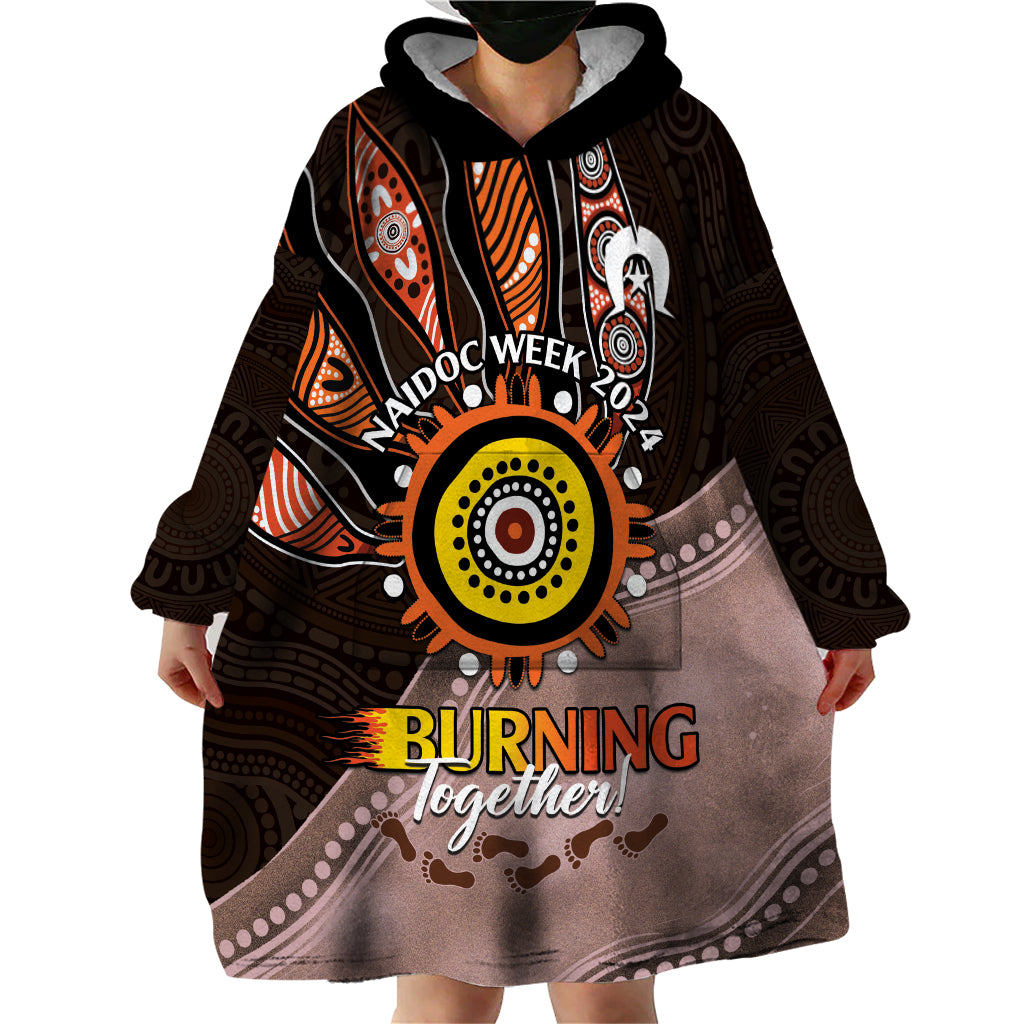 Fire Burning Together NAIDOC 2024 Wearable Blanket Hoodie Indigenous Art - Vibe Hoodie Shop