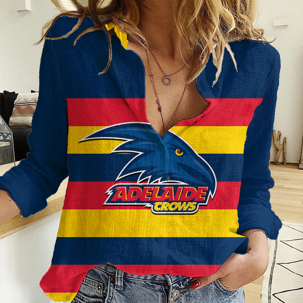 Personalised Adelaide Football 2023 Women Casual Shirt Go Crows Sporty Style - Vibe Hoodie Shop