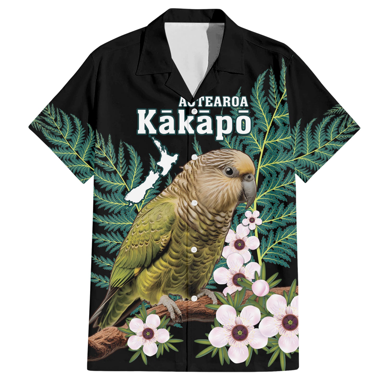 Personalised New Zealand Kakapo Hawaiian Shirt Aotearoa Fern With Manuka - Vibe Hoodie Shop