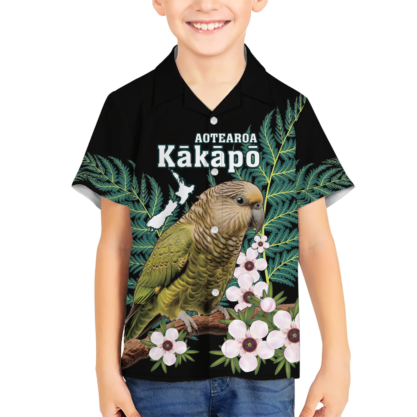 Personalised New Zealand Kakapo Hawaiian Shirt Aotearoa Fern With Manuka - Vibe Hoodie Shop