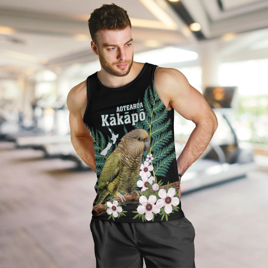 Personalised New Zealand Kakapo Men Tank Top Aotearoa Fern With Manuka - Vibe Hoodie Shop