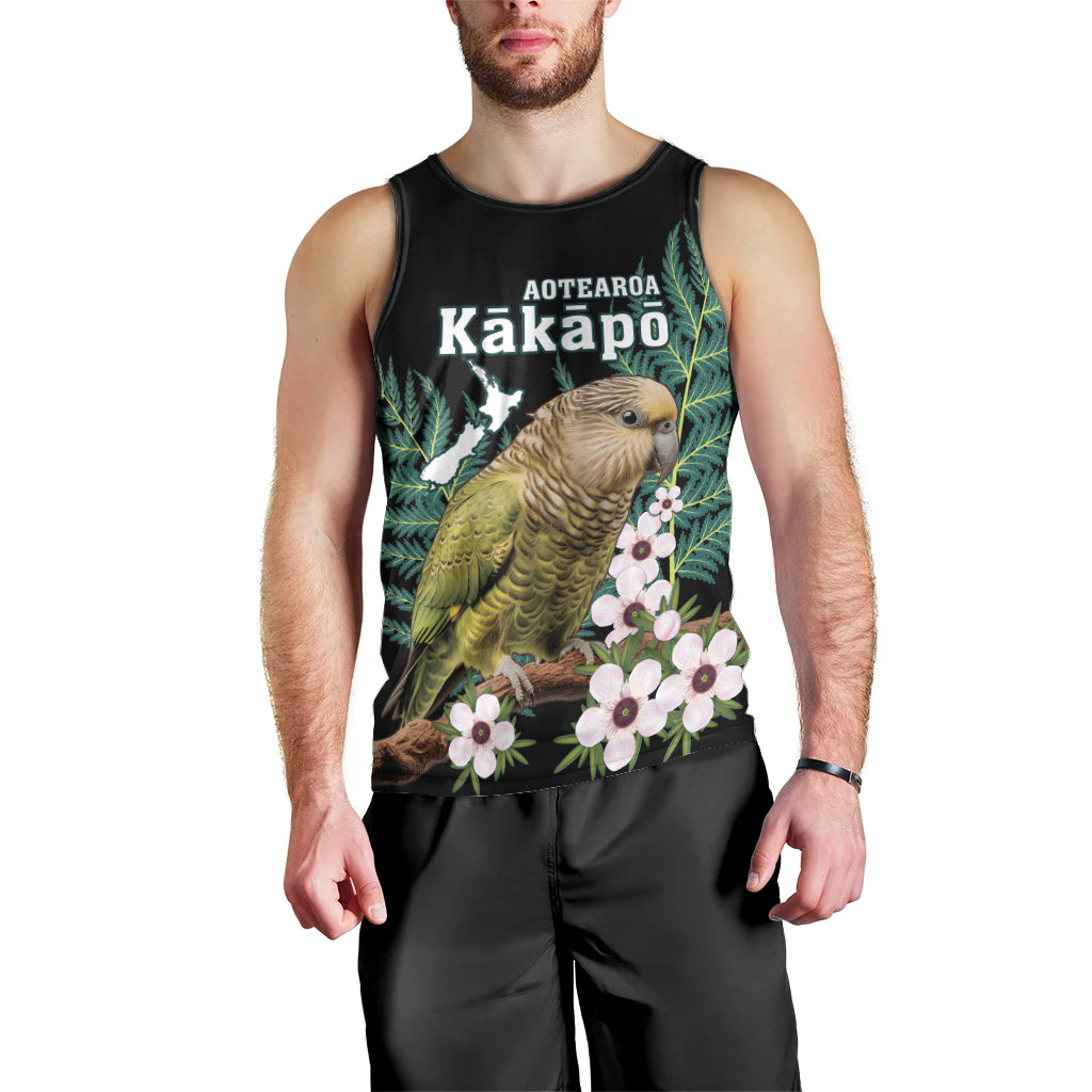 Personalised New Zealand Kakapo Men Tank Top Aotearoa Fern With Manuka - Vibe Hoodie Shop