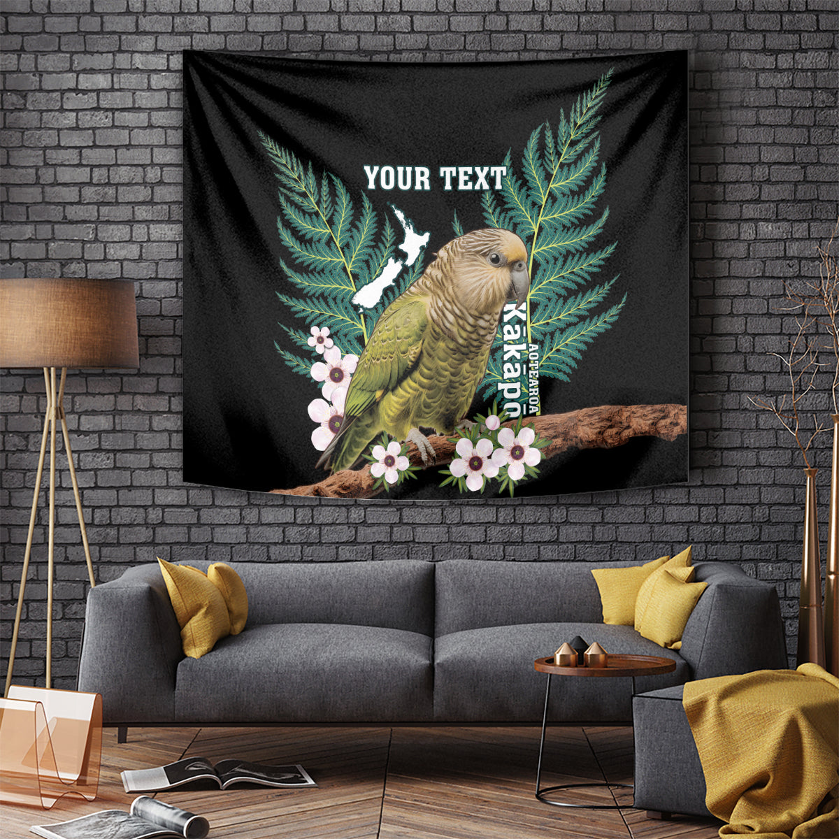 Personalised New Zealand Kakapo Tapestry Aotearoa Fern With Manuka - Vibe Hoodie Shop