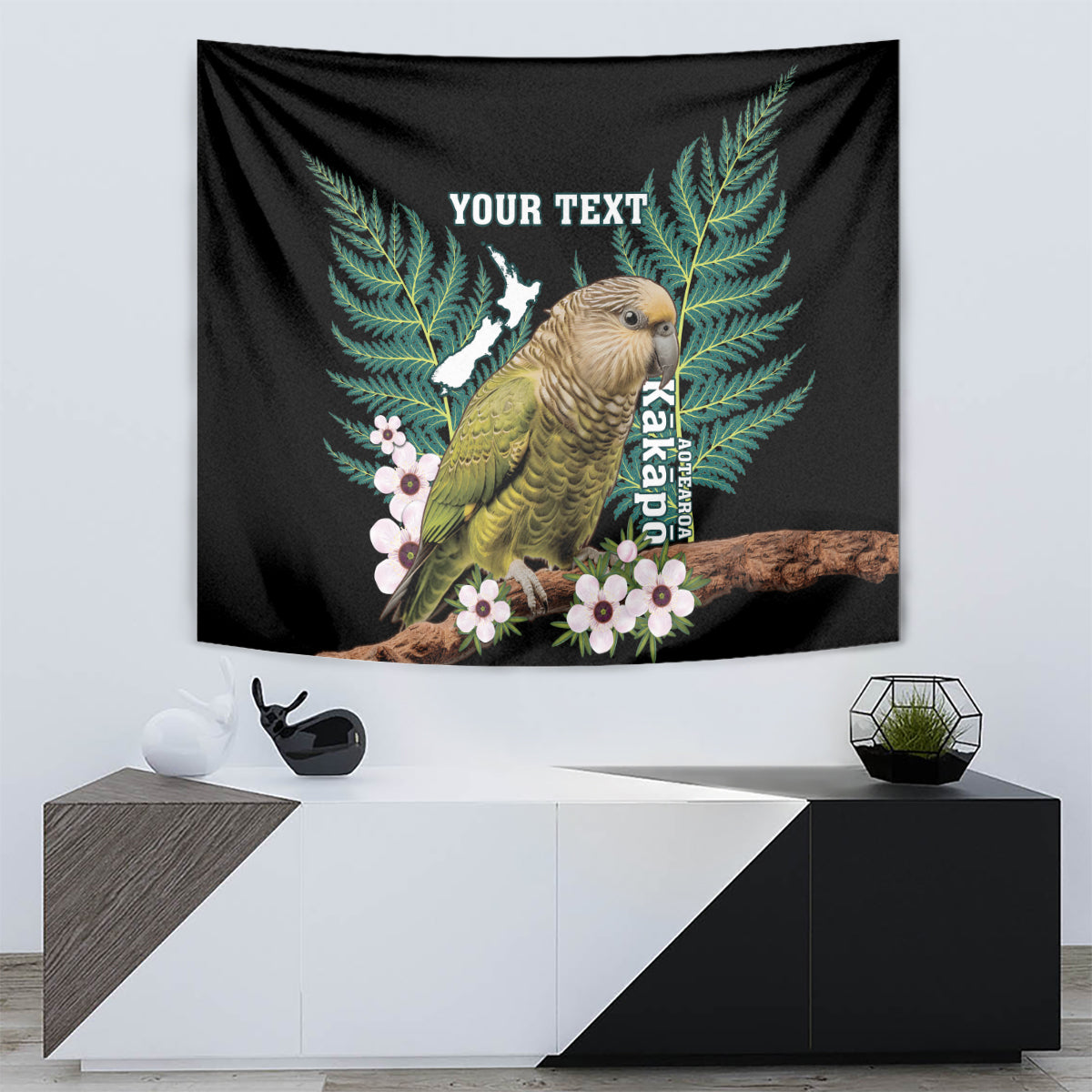 Personalised New Zealand Kakapo Tapestry Aotearoa Fern With Manuka - Vibe Hoodie Shop