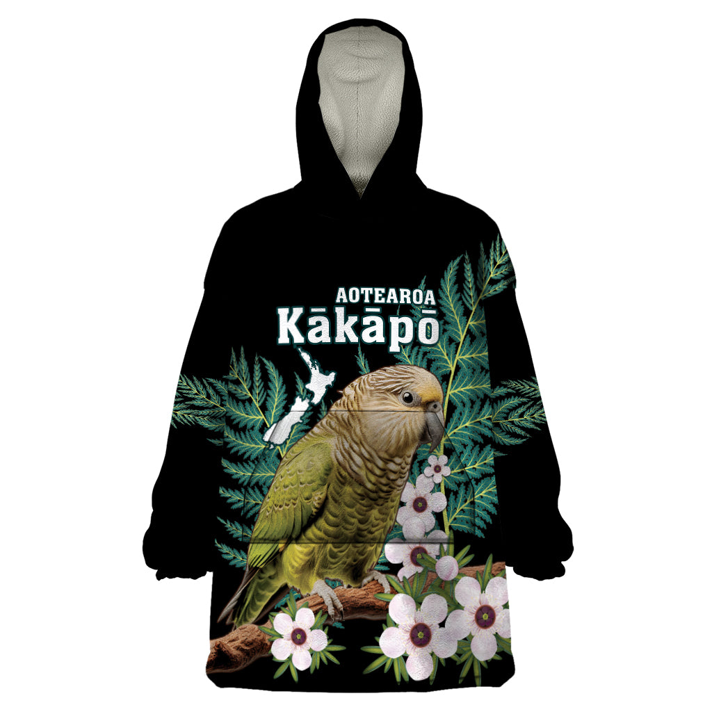 Personalised New Zealand Kakapo Wearable Blanket Hoodie Aotearoa Fern With Manuka - Vibe Hoodie Shop