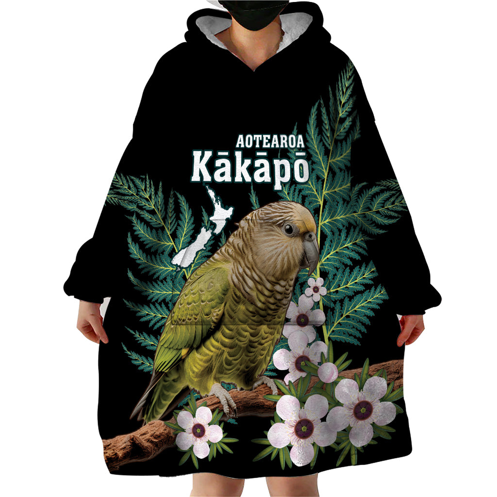 Personalised New Zealand Kakapo Wearable Blanket Hoodie Aotearoa Fern With Manuka - Vibe Hoodie Shop