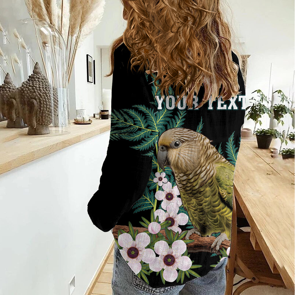 Personalised New Zealand Kakapo Women Casual Shirt Aotearoa Fern With Manuka - Vibe Hoodie Shop